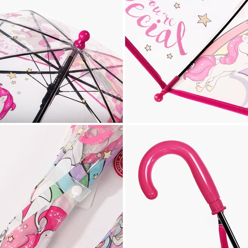 RONIARE 2 Pack Kids Clear Umbrellas for Rain Dome Bubble Umbrella Windproof for Toddler Boys Girls - Image 4